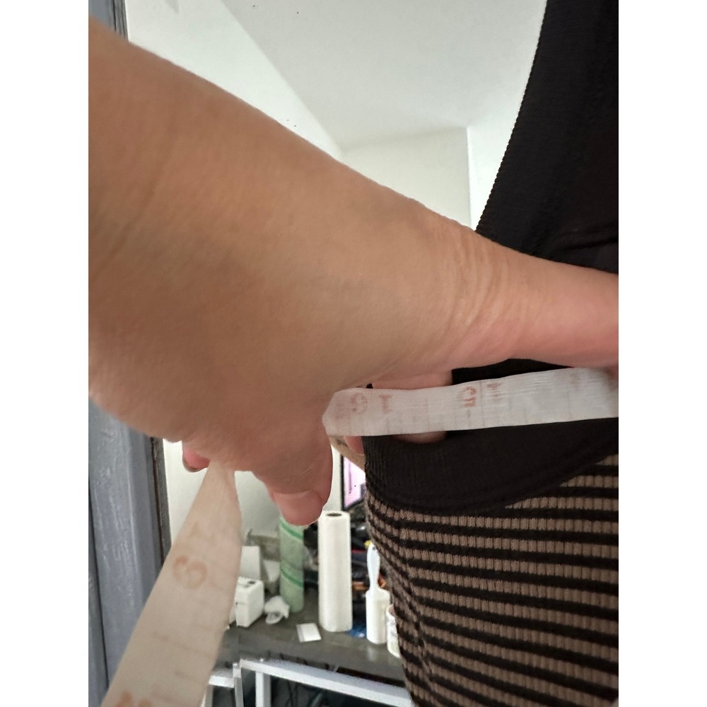 Uniqlo Ribbed Built in Bra Sleeveless Dress Brown Black Striped Midi Racerback M - Picture 9 of 10